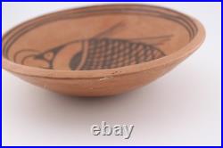 Vintage Hopi Native American polychrome bowl mimbres inspired fish design 6.5