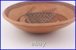 Vintage Hopi Native American polychrome bowl mimbres inspired fish design 6.5 Vintage Hopi Native American polychrome bowl mimbres inspired fish design 6.5