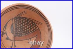Vintage Hopi Native American polychrome bowl mimbres inspired fish design 6.5