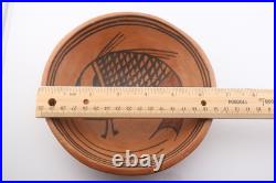 Vintage Hopi Native American polychrome bowl mimbres inspired fish design 6.5