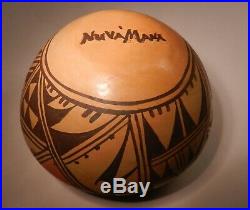 Vintage Hopi Nuva Mana Pottery Bowl, Signed, Colorful, Designed, Arizona Estate