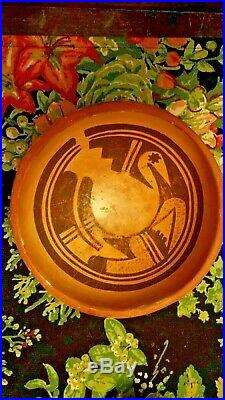 Vintage Hopi Pueblo Pottery Bowl Traditional Bird Design Native American Indian
