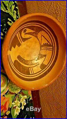 Vintage Hopi Pueblo Pottery Bowl Traditional Bird Design Native American Indian