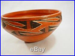 Vintage Hopi Redware Bowl With Black & White Traditional Design 8.5
