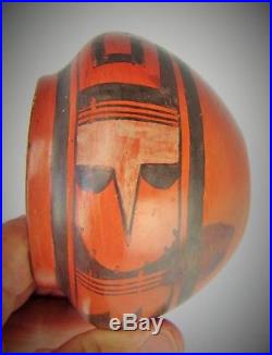Vintage Hopi Tewa Indian Redware Pottery Black on Red Bowl or Pot