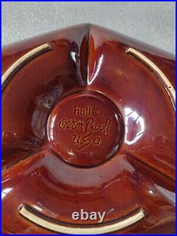 Vintage Hull Brown Drip Chip Dip Set 6 sided Platter And Bowl