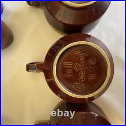 Vintage Hull Brown Drip Pottery Bowls Soup Crocks Salt Pepper 12 Pc Lot USA