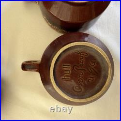 Vintage Hull Brown Drip Pottery Bowls Soup Crocks Salt Pepper 12 Pc Lot USA