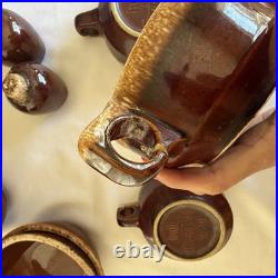 Vintage Hull Brown Drip Pottery Bowls Soup Crocks Salt Pepper 12 Pc Lot USA