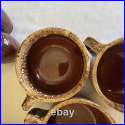 Vintage Hull Brown Drip Pottery Bowls Soup Crocks Salt Pepper 12 Pc Lot USA