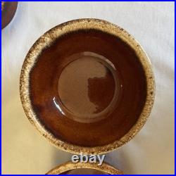 Vintage Hull Brown Drip Pottery Bowls Soup Crocks Salt Pepper 12 Pc Lot USA