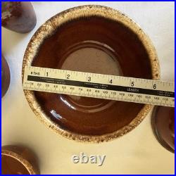 Vintage Hull Brown Drip Pottery Bowls Soup Crocks Salt Pepper 12 Pc Lot USA