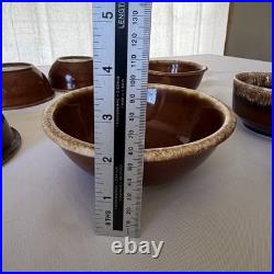 Vintage Hull Brown Drip Pottery Bowls Soup Crocks Salt Pepper 12 Pc Lot USA