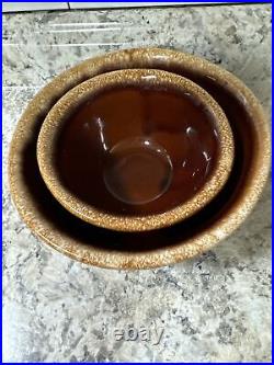 Vintage Hull Brown Drip Ringware Small & Medium Mixing Bowl Pottery 6 & 8