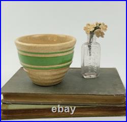 Vintage Hull Pottery Beehive Custard Cup Bowl Green Stripe Yellow Ware 2.5 USA