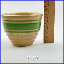 Vintage Hull Pottery Beehive Custard Cup Bowl Green Stripe Yellow Ware 2.5 USA