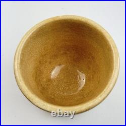 Vintage Hull Pottery Beehive Custard Cup Bowl Green Stripe Yellow Ware 2.5 USA