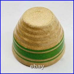 Vintage Hull Pottery Beehive Custard Cup Bowl Green Stripe Yellow Ware 2.5 USA