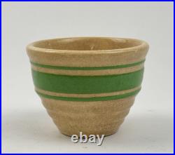 Vintage Hull Pottery Beehive Custard Cup Bowl Green Stripe Yellow Ware 2.5 USA