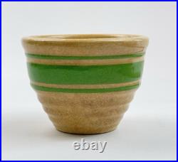 Vintage Hull Pottery Beehive Custard Cup Bowl Green Stripe Yellow Ware 2.5 USA