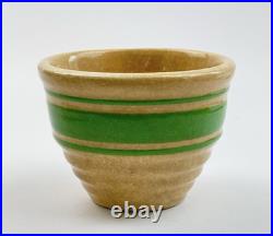 Vintage Hull Pottery Beehive Custard Cup Bowl Green Stripe Yellow Ware 2.5 USA