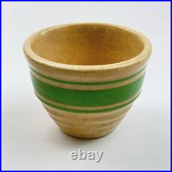Vintage Hull Pottery Beehive Custard Cup Bowl Green Stripe Yellow Ware 2.5 USA