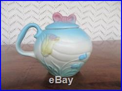 Vintage Hull Pottery, Bow Knot Pattern Teapot withLid, Sugar Bowl withLid, Creamer