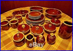 Vintage Hull Pottery Brown Drip Oven Proof 24 pc Plates bowls cups servers