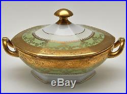 Vintage Hutschenreuther Selb Serving Bowl with Lid Hand Decorated 24 Karat Gold