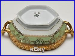 Vintage Hutschenreuther Selb Serving Bowl with Lid Hand Decorated 24 Karat Gold