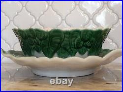 Vintage ITALIAN MAJOLICA Pottery Large SERVING BOWL with Matching UNDERPLATE Italy