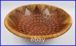 Vintage Indigenous Hand-Made Rattan Rimmed 13 Terracotta Bowl
