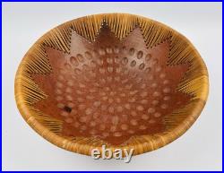 Vintage Indigenous Hand-Made Rattan Rimmed 13 Terracotta Bowl