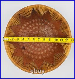 Vintage Indigenous Hand-Made Rattan Rimmed 13 Terracotta Bowl