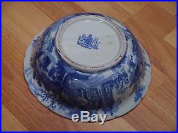 Vintage Ironstone blue pitcher and wash basin bowl set 10 inches