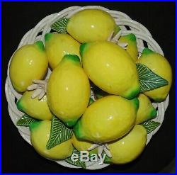 Vintage Italian Basket of Lemons Ceramic Centerpiece Italy