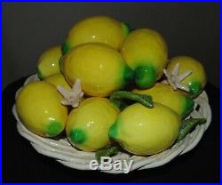 Vintage Italian Basket of Lemons Ceramic Centerpiece Italy