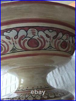 Vintage Italian Cottura Ceramiche Pedestal Bowl Hand Painted Magnanelli Gubbio