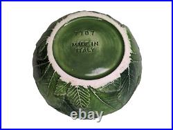 Vintage Italian Green Leaf Majolica Pottery Bowls #7707 Set of 4
