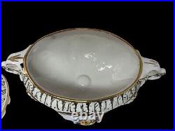 Vintage Italian Keramos R. Capodimonte Cherub Covered Pedestal Bowl Soup Tureen