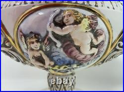 Vintage Italian Keramos R. Capodimonte Cherub Covered Pedestal Bowl Soup Tureen