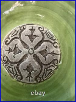 Vintage Italian Pottery Rare Green Signed Art Piece Of Italy