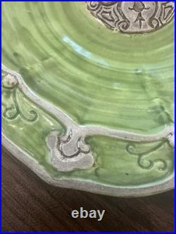 Vintage Italian Pottery Rare Green Signed Art Piece Of Italy