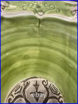 Vintage Italian Pottery Rare Green Signed Art Piece Of Italy