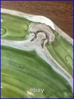 Vintage Italian Pottery Rare Green Signed Art Piece Of Italy