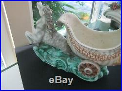 Vintage Italian Seahorse & Carriage Ceramic Centerpiece Bowl / Planter