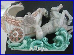 Vintage Italian Seahorse & Carriage Ceramic Centerpiece Bowl / Planter
