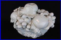Vintage Italian made white ceramic fruit bowl centerpiece