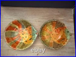 Vintage Italica ARS Hand Crafted Italian Pottery Fish Bowl Set & Platter- Nice