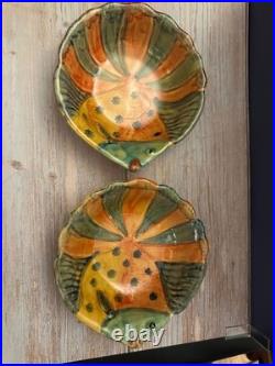 Vintage Italica ARS Hand Crafted Italian Pottery Fish Bowl Set & Platter- Nice